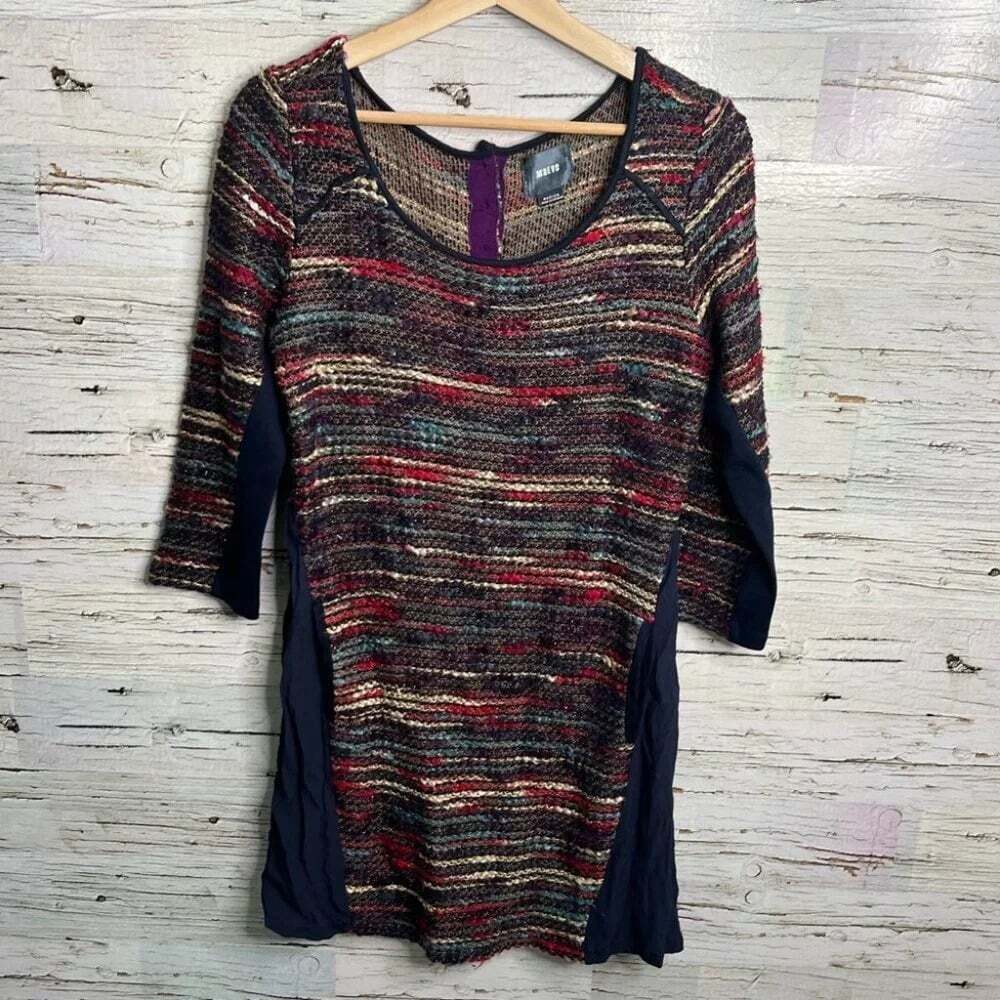 Maeve Anthropologie tweed dress  blue red size medium